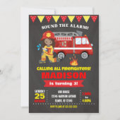 Pompier Invitation Anniversaire Fille Chalkboard (Devant)