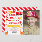 Pompier Invitation Anniversaire Fireman Party (Devant / Derrière)