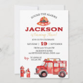 Pompier Invitation Anniversaire Fireman Party (Devant)