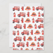 Pompier Invitation Anniversaire Fireman Party (Dos)