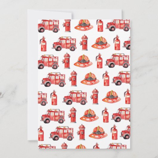 Pompier Invitation Anniversaire Fireman Party (Dos)