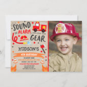 Pompier Invitation Anniversaire Fireman Party (Devant)