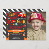 Pompier Invitation Anniversaire Fireman Party (Devant / Derrière)
