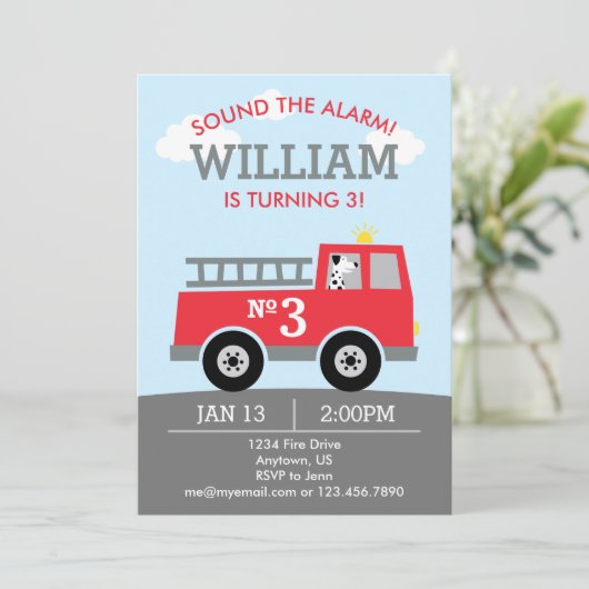 Pompier Invitation Anniversaire Fireman Party (Debout devant)