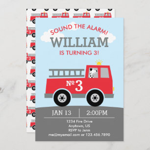 Pompier Invitation Anniversaire Fireman Party