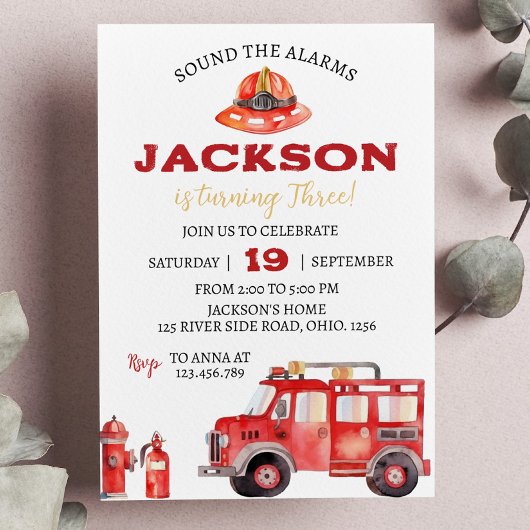 Pompier Invitation Anniversaire Fireman Party