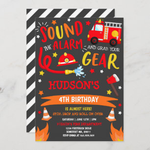 Pompier Invitation Anniversaire Fireman Party