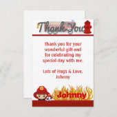 POMPIER Merci 8,9cmx12,7cm (style PLAT) FF01A (Devant / Derrière)