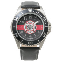 Pompier Mince ligne rouge, pompier montres hommes