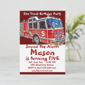 Pompier Moteur de Camion Invitations d'anniversair (Debout devant)