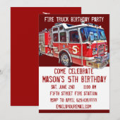 Pompier Moteur de Camion Invitations d'anniversair (Devant / Derrière)