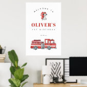Pompier Pompier Affiche de bienvenue fête d'annive (Bureau à domicile)
