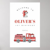 Pompier Pompier Affiche de bienvenue fête d'annive (Devant)