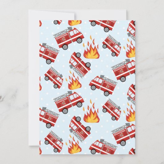 Pompier Pompier Invitation de fête d'anniversaire (Dos)