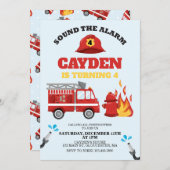 Pompier Pompier Invitation de fête d'anniversaire (Devant / Derrière)