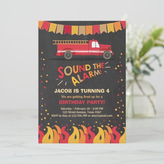 Pompier Pompiers Invitation d'anniversaire Garçon (Debout devant)