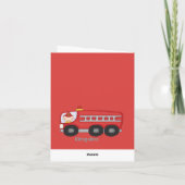 Pompier rouge avec Carte de remerciements camion (Dos)