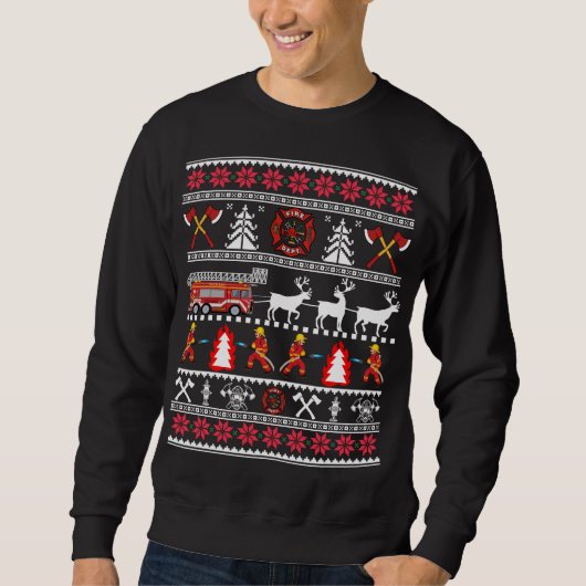 Pompier Vilain Sweatshirt de Noël (Devant)