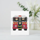 Pompiers avec carte postale Moteur de feu (Debout devant)