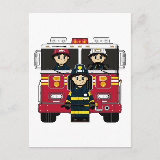 Pompiers avec carte postale Moteur de feu (Devant)