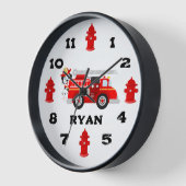 Pompiers Et Ami Horloge En Bois Noir (Angle)