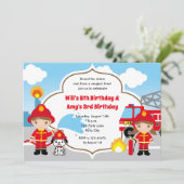 Pompiers Invitations d'anniversaire - Twins Joint (Debout devant)