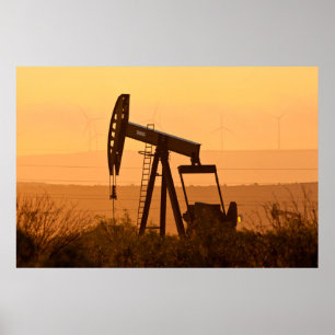 Pompinstallatie die olie pompt in West-Texas, VS Poster