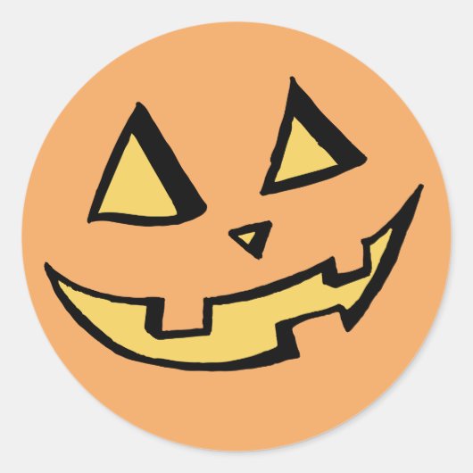 Pompoen #2, Jack O'Lantern Ronde Sticker (Voorkant)