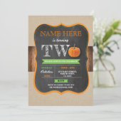 Pompoen 2e 2 Twee Verjaardag Party Jongen Meisje U Kaart (Staand voorkant)