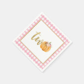 Pompoen 2e verjaardag servet - Pink Plaid (Hoek)