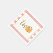 Pompoen 2e Verjaardag Servet - Roze Strepen (Hoek)