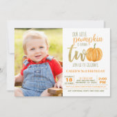 Pompoen 2e verjaardag uitnodiging w / foto (Voorkant)