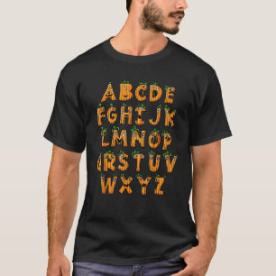 Pompoen ABC Halloween Alfabet Kostuum School Theek T-shirt