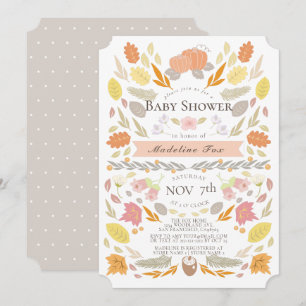Pompoen Autumn Foliage Floral Baby shower Kaart