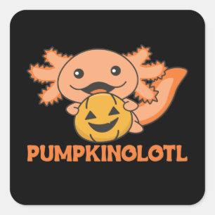 Pompoen Axolotl houdt van leuke dieren voor Hallow Vierkante Sticker