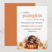 Pompoen Baby Meisje Douche Zwart Kind Kaart (Voorkant / Achterkant)