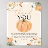 Pompoen Baby shower Bedankt Teken Poster (Voorkant)