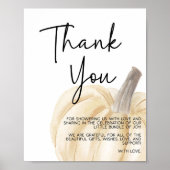 Pompoen Baby shower Bedankt Teken Poster (Voorkant)