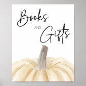 Pompoen Baby shower boeken en geschenken teken Poster (Voorkant)