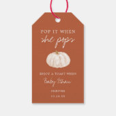 Pompoen Baby shower Champagne Fles Cadeaulabel (Achterkant)