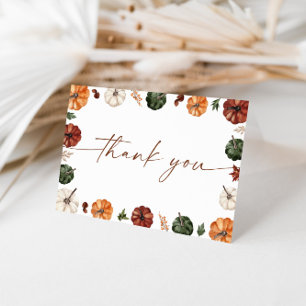 Pompoen Baby shower Dank u kaart, Boho Herfst Baby Bedankkaart
