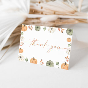 Pompoen Baby shower Dank u kaart, Boho Herfst Baby Bedankkaart