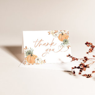 Pompoen Baby shower Dank u kaart, Boho Herfst Baby Bedankkaart