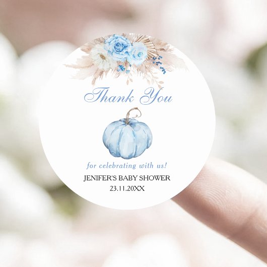 Pompoen Baby shower Dank u Ronde Sticker