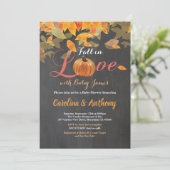 Pompoen baby shower krijtbord herfst in liefde kaart (Staand voorkant)