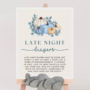 Pompoen Baby shower Late Night Luiers Teken Poster