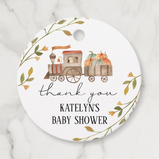 Pompoen Baby shower of Verjaardag Dank u Label (Voorkant)