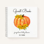 Pompoen Baby shower Sinaasappel Wit Gastenboek Notitieboek (Voorkant)