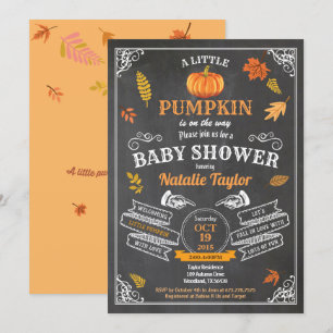 pompoen baby shower uitnodiging krijtbord