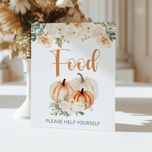 Pompoen Baby shower Voedsel Teken Poster